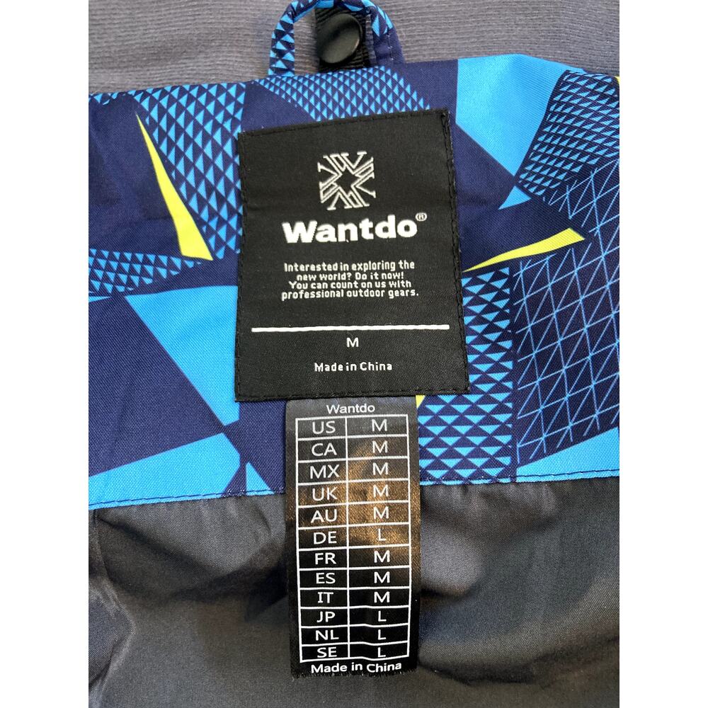 Wantdo Ski Jacket Mens Medium Hooded 3 in 1 Retro AOP Blue Pattern Puffer Lined - Picture 4 of 10